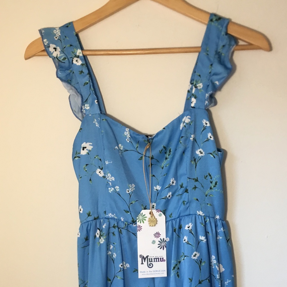 NWT Show Me Your Mumu Floral Gemini Blue Floral Jumpsuit - Picture 4 of 10